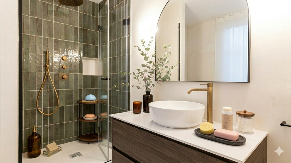 salle de bain avec produit solide
