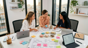3 filles qui travaillent